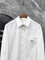 Prada 2025 High-Quality Slightly Loose Pocket Triangle Logo Long-Sleeve Shirt - Image 5