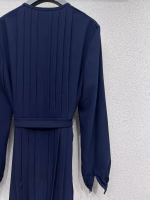 LV Louis Vuitton Metal Crew Neck Sash Belt Long-Sleeve Dress - Image 7