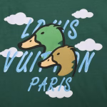 LV Distressed Washed Nigo Collaboration Duck Design Couples' T-Shirt - Image 10