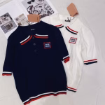 Miu Miu 2022 Spring/Summer new women's runway color-blocking knit sweater