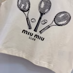 Miu Miu 2022 Spring/Summer New Classic Letter Color-Block Short-Sleeve T-Shirt - Image 10