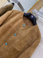 LV Louis Vuitton Turquoise Crocodile Collarless Leather Jacket - Image 12