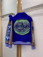 LV Louis Vuitton Leather Patch Baseball Jacket - Image 2
