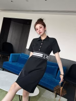 LV Ribbed-paneled Black Large Logo Dress - Image 2