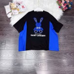 LV European-style Fashionable Cartoon Printed Rhinestone-Embellished Color-Block Loose Mid-Length Short-Sleeve T-shirt - Image 2