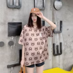 MLB NY Hyuna's same-style embroidered all-over print couple short-sleeve T-shirts