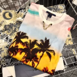 LV (Louis Vuitton) sunset coconut grove macaron color series tie-dye gradient versatile T-shirt - Image 2