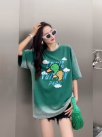 LV (Louis Vuitton) vintage distressed washed Nigo collaboration duck pattern couple T-shirts - Image 3