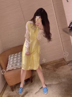 LV Macaron cream colorway Summer collection classic Monogram printed dress - Image 3