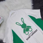 LV European-style Fashionable Cartoon Printed Rhinestone-Embellished Color-Block Loose Mid-Length Short-Sleeve T-shirt - Image 3