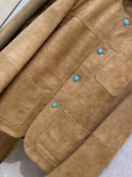 LV Louis Vuitton Turquoise Crocodile Collarless Leather Jacket - Image 3