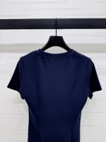 Prada 2025 Early Autumn New Metal Logo Short-Sleeve Fitted-Waist Dress - Image 8