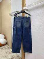 Prada Replica Version Triangle Logo Distressed Denim Pants - Image 3