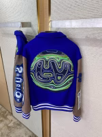 LV Louis Vuitton Leather Patch Baseball Jacket - Image 4