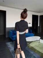 LV Ribbed-paneled Black Large Logo Dress - Image 4