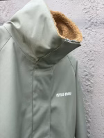 MIUMIU Fur Collar Printed Letter Jacket Coat - Image 4