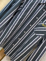 LV Louis Vuitton Striped Webbing Silk Collared Shirt - Image 3