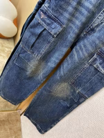 Prada Replica Version Triangle Logo Distressed Denim Pants - Image 4