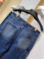 Prada Replica Version Triangle Logo Distressed Denim Pants - Image 5