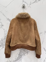 Miu Miu High-end Suede Imported Fur and Leather Short Jacket Coat - Image 6