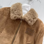 Miu Miu High-end Suede Imported Fur and Leather Short Jacket Coat - Image 7