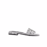 Chanel 24P Beaded Diamond Logo Slippers Silver