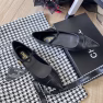 Chanel Pointed Toe Doll Shoes With Gold Flower In Black - Image 3
