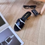 Chanel Grosgrain Ribbon Bow Mule Leather Gold Black - Image 3