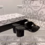 Valentino Vlogo Signature Square Toe Middle Heel Black Slide Sandal - Image 3