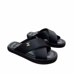 Chanel Cc Logo Criss Cross Slides Black