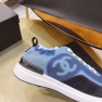 Chanel Neon Denim Lace Up Low Top Trainer Sneaker Blue - Image 5