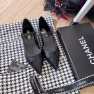 Chanel Pointed Toe Doll Shoes With Gold Flower In Black - Image 5