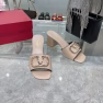 Valentino Vlogo Signature Square Toe Middle Heel Sliver And Poudre Slide Sandal - Image 2