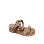 Valentino Garavani Rockstud Leather Wedge Sandals Beige