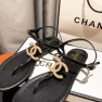 Chanel Gold Pearl Cc Logo Thong Sandals Black - Image 5