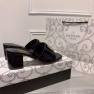 Valentino Vlogo Signature Square Toe Middle Heel Black Slide Sandal - Image 6