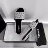 Chanel 24P Beaded Diamond Logo Slippers Silver - Image 6