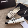 Chanel Leather Cc Cap Toe Slip On Loafers White - Image 5