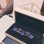 VCA Blue Agate Vintage Alhambra Bracelet 5 Motifs