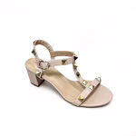 Valentino Garavani Rockstud Calfskin Leather Sandal Beige