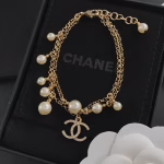 Chanel Dainty Two Layers Chain Pearl Bracelet