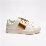 Valentino Garavani Rockstud Open Metallic Leather Sneaker Gold