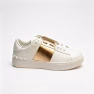 Valentino Garavani Rockstud Open Metallic Leather Sneaker Gold