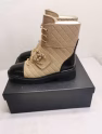 Chanel Lace Up Boots Beige Black - Image 2