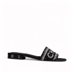 Chanel 24P Beaded Diamond Slippers Black
