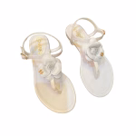 Chanel Jelly Rubber Camellia Sandals White