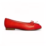Chanel Cc Cap Toe Ballet Flats In Light Red Patent Leather