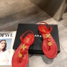 Chanel Camellia Thongs Sandals With Gold Leaf Clover Wine Red - Image 3