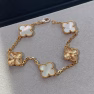 VCA Vintage Alhambra White and Gold Bracelet 5 Motifs - Image 4