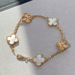 VCA Vintage Alhambra White and Gold Bracelet 5 Motifs